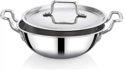 Praylady Stainless Steel Handi Casserole with Lid, Nexon Series Triply Kadai with Capacity