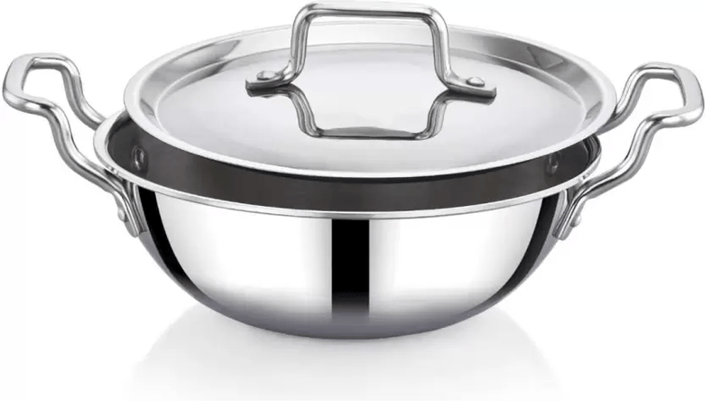 Praylady Stainless Steel Handi Casserole with Lid, Nexon Series Triply Kadai with Capacity-2