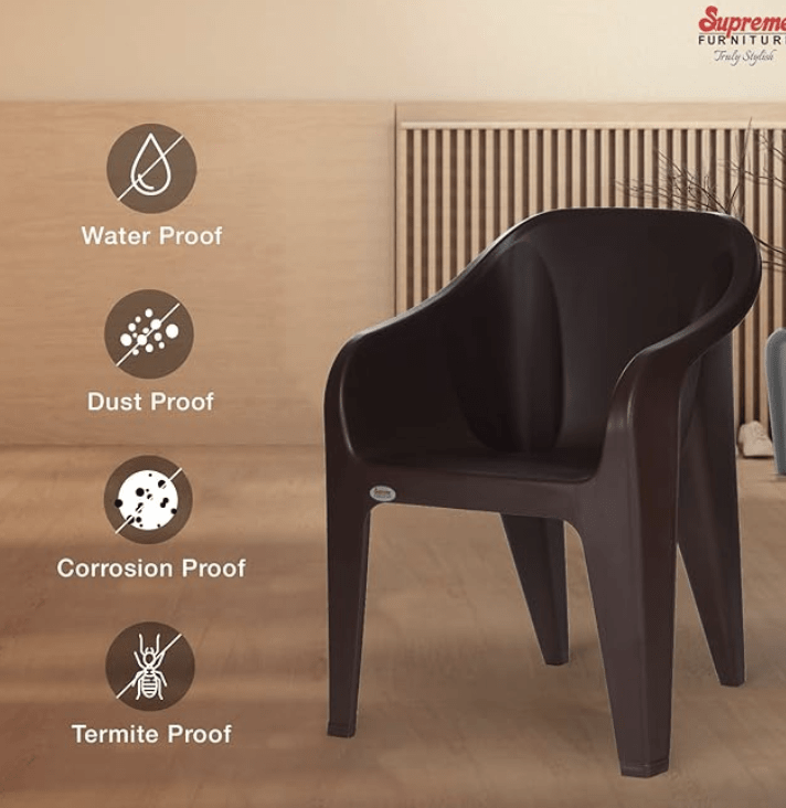 Supreme Futura Plastic Chairs for Home and Office (Set of 6, Wenge)