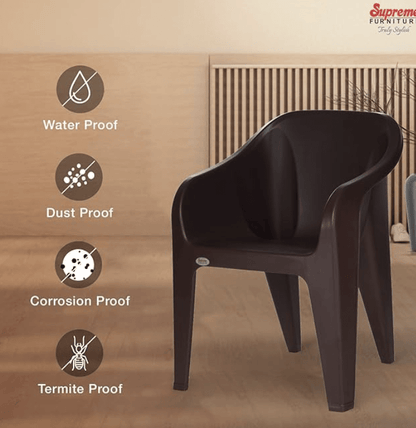 Supreme Futura Plastic Chairs for Home and Office (Set of 6, Wenge)