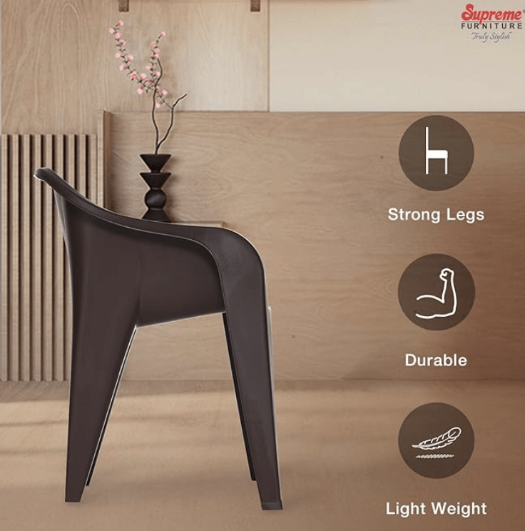 Supreme Futura Plastic Chairs for Home and Office (Set of 6, Wenge)