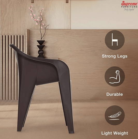 வீடு மற்றும் அலுவலகத்திற்கான சுப்ரீம் ஃபியூச்சுரா பிளாஸ்டிக் நாற்காலிகள் (6 தொகுப்பு, பழுப்பு) 