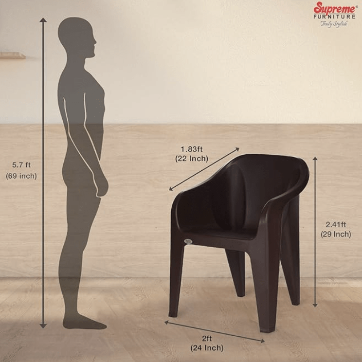 Supreme Futura Plastic Chairs for Home and Office (Set of 2, Brown)-5