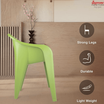 வீடு மற்றும் அலுவலகத்திற்கான சுப்ரீம் ஃபியூச்சுரா பிளாஸ்டிக் நாற்காலிகள் (2 தொகுப்பு, மெஹந்தி கிரீன்) 
