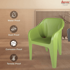 घर और ऑफिस के लिए सुप्रीम फ़्यूचरा प्लास्टिक कुर्सियाँ (2 का सेट, मेहँदी हरा) -3