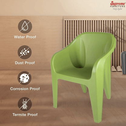 வீடு மற்றும் அலுவலகத்திற்கான சுப்ரீம் ஃபியூச்சுரா பிளாஸ்டிக் நாற்காலிகள் (2 தொகுப்பு, மெஹந்தி கிரீன்) 