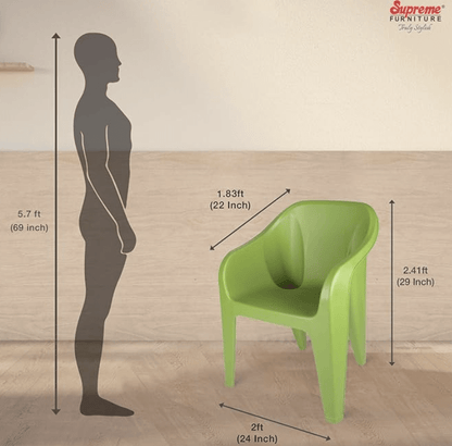 வீடு மற்றும் அலுவலகத்திற்கான சுப்ரீம் ஃபியூச்சுரா பிளாஸ்டிக் நாற்காலிகள் (2 தொகுப்பு, மெஹந்தி கிரீன்) 