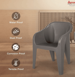 Supreme Futura Plastic Chairs for Home and Office (Set of 2, Champagne)-3