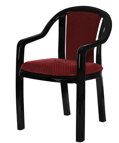 घर, कार्यालय और बाहरी क्षेत्रों के लिए सुप्रीम ऑर्नेट प्लास्टिक कुशन चेयर (4 का सेट, काला और लाल) 