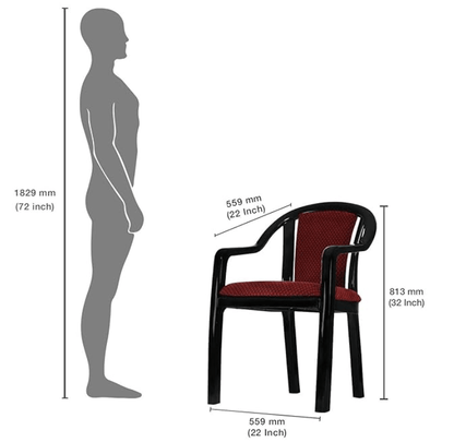 घर, कार्यालय और बाहरी क्षेत्रों के लिए सुप्रीम ऑर्नेट प्लास्टिक कुशन चेयर (4 का सेट, काला और लाल) 