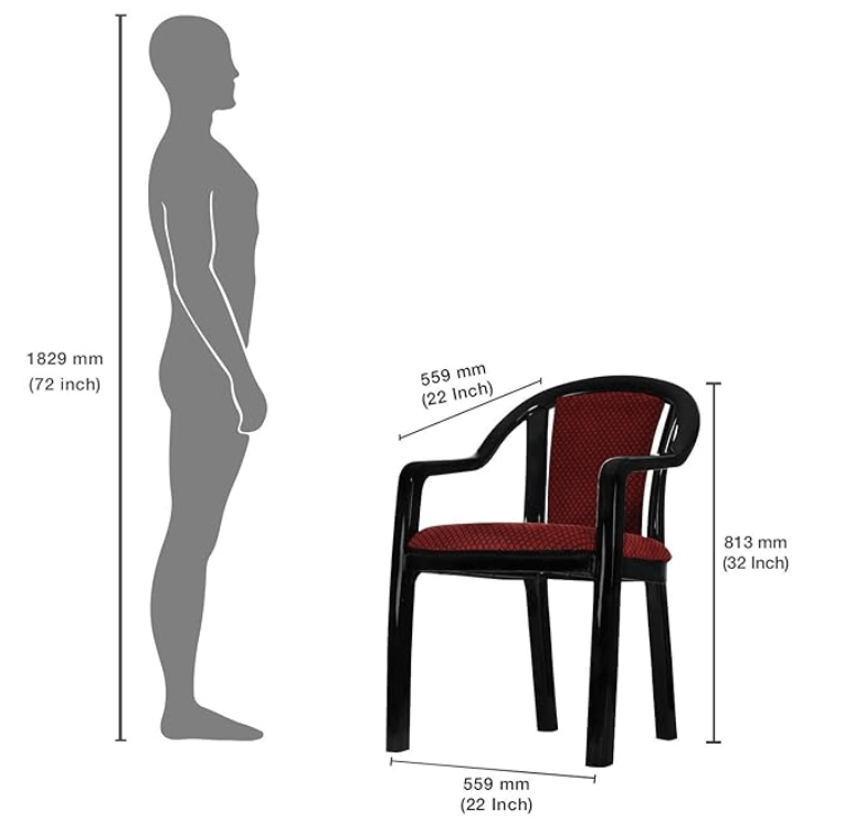 सुप्रीम ऑर्नेट लैक्क्वर्ड फ़िनिश प्लास्टिक कुर्सियाँ कुशन के साथ (लाल/काला, 1 का सेट) 