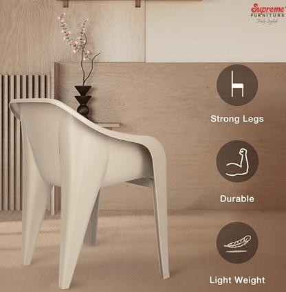 घर और ऑफिस के लिए सुप्रीम फ़्यूचरा प्लास्टिक कुर्सियाँ (2 का सेट, गहरा बेज) 