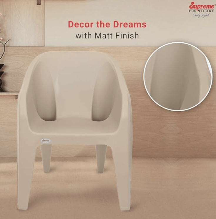 घर और ऑफिस के लिए सुप्रीम फ़्यूचरा प्लास्टिक कुर्सियाँ (2 का सेट, गहरा बेज) 