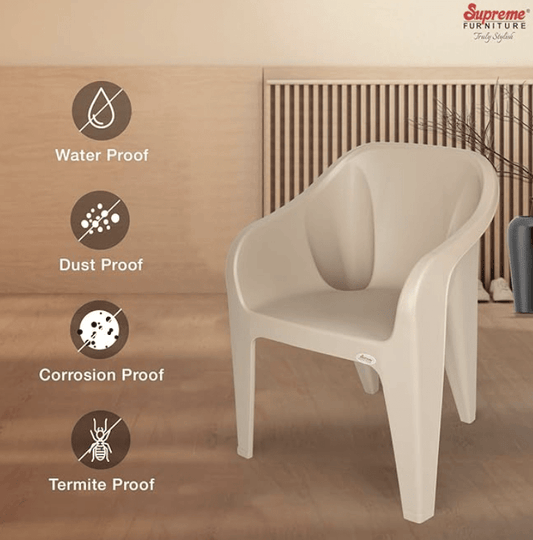 வீடு மற்றும் அலுவலகத்திற்கான சுப்ரீம் ஃபியூச்சுரா பிளாஸ்டிக் நாற்காலிகள் (2 தொகுப்பு, அடர் பழுப்பு) 