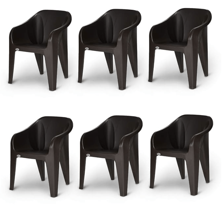 Supreme Futura Plastic Chairs for Home and Office (Set of 6, Wenge)