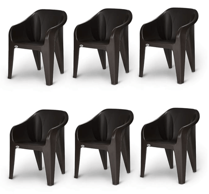 Supreme Futura Plastic Chairs for Home and Office (Set of 6, Wenge)