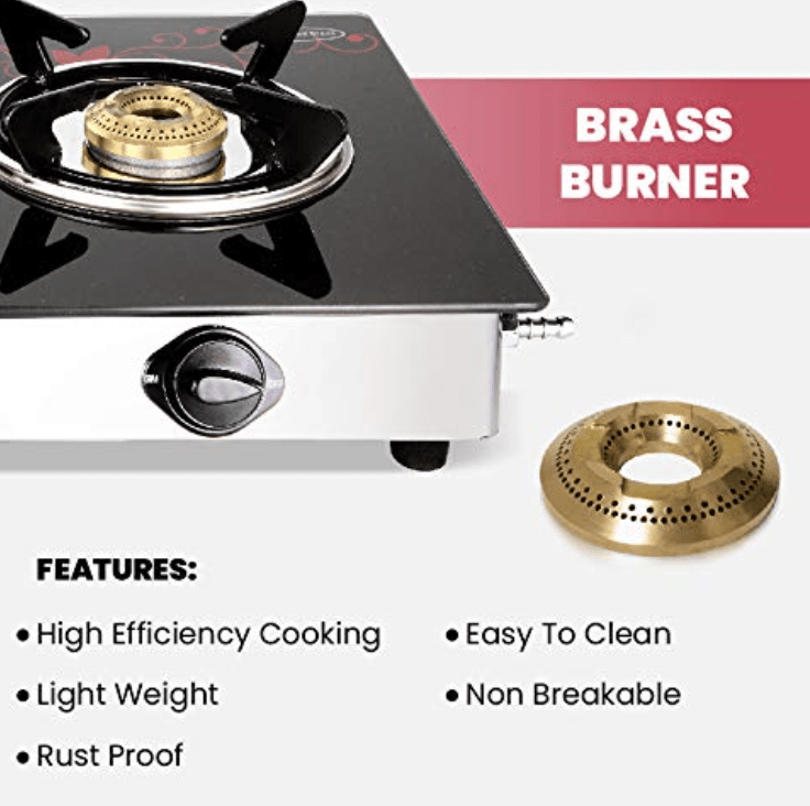 GREENCHEF Crystal Plus 2 Burner Glass Gas Stove (Black , Red), Manual