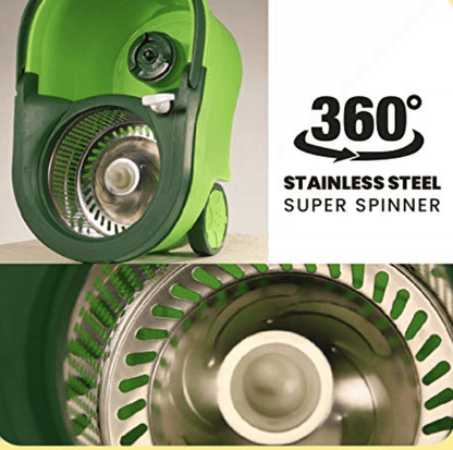 கிரீன்செஃப் ஸ்பின் எம்ஓபி செட் 360 டிகிரி ஸ்டெயின்லெஸ் ஸ்டீல் மோப் செட் (நீலம்) 