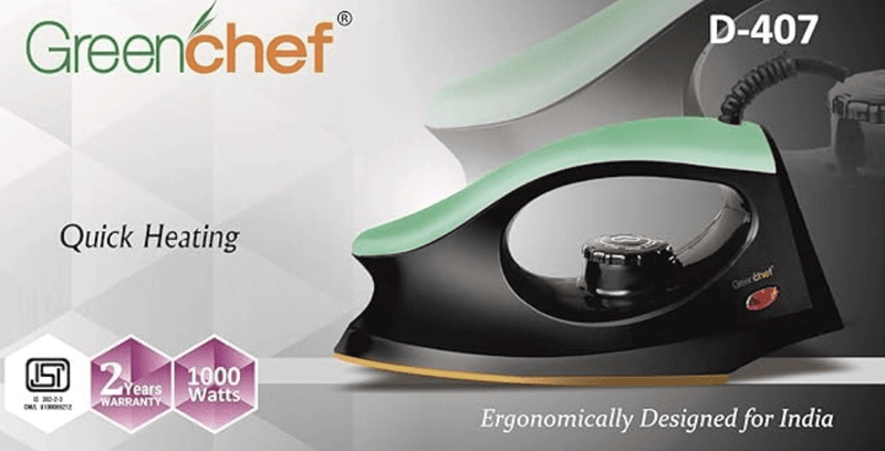 Greenchef D - 407 1000W 1000 W Dry Iron (Black)-2