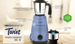 Greenchef Twist (550 Watt) Mixer Grinder with 2 Stainless Steel Jar,Blue.-2
