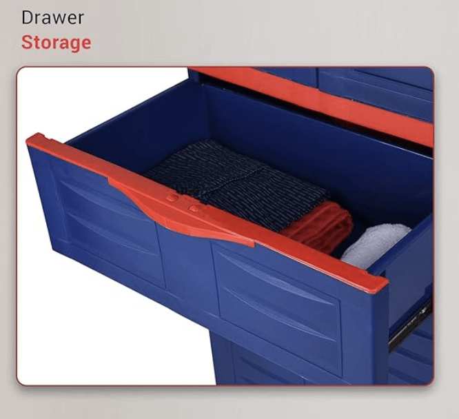 வீடு மற்றும் அலுவலகத்திற்கான கண்ணாடி இல்லாத 3 ஸ்லைடிங் டிராயர்களுடன் கூடிய சுப்ரீம் ஃப்யூஷன்-டிஆர்-3 பல்நோக்கு பிளாஸ்டிக் செஸ்டர் (கோக் சிவப்பு &amp; நீலம்), தரநிலை 