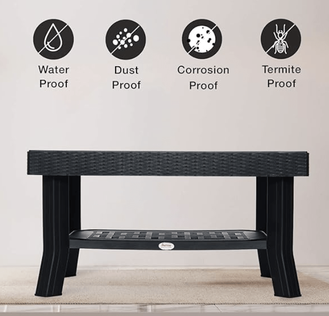 सुप्रीम वेगास समकालीन प्लास्टिक सेंटर टेबल घर, कार्यालय और आउटडोर के लिए (काला) 