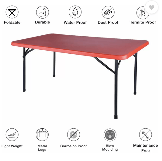 सुप्रीम बुफे प्लास्टिक टेबल (कोक रेड) 
