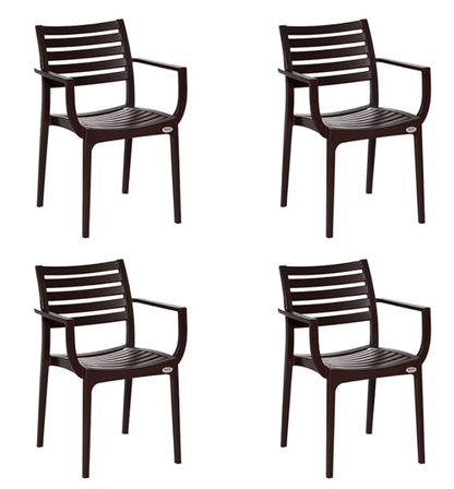 सुप्रीम एम्पायर हेवी ड्यूटी प्लास्टिक चेयर घर, बगीचे, रेस्टोरेंट और ऑफिस के लिए (ग्लोबस ब्राउन, 4 का सेट) 