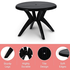 Supreme Marina 4 Seater Plastic Contemporary Round Dining Table for Home (Black)-2