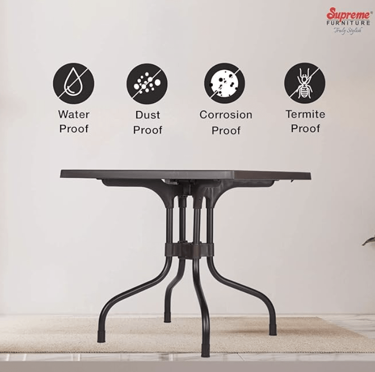 Supreme Olive 4 Seater Plastic Dining Table for Home-12