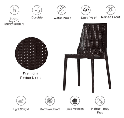 सुप्रीम 4 सीटर कुर्सियाँ और मेज (प्लास्टिक, भूरा) (लुमिनाचेरीग्लोबसब्राउन5) 