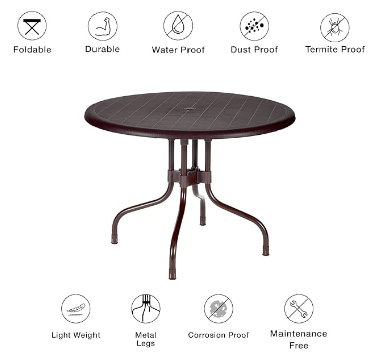 Supreme 4 Seater Chairs and Table (Plastic, Brown) (LuminaCherryGlobusBrown5)-2