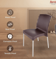 Supreme Hybrid Plastic Chair (Globus Brown, Set of 4)-3