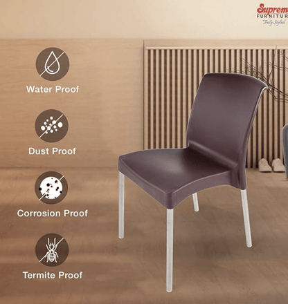 சுப்ரீம் ஹைப்ரிட் பிளாஸ்டிக் நாற்காலி (குளோபஸ் பிரவுன், 4 தொகுப்பு) 