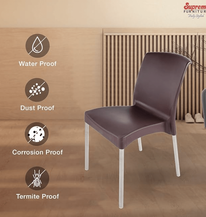 Supreme Hybrid Plastic Chair (Globus Brown, Set of 4)-3