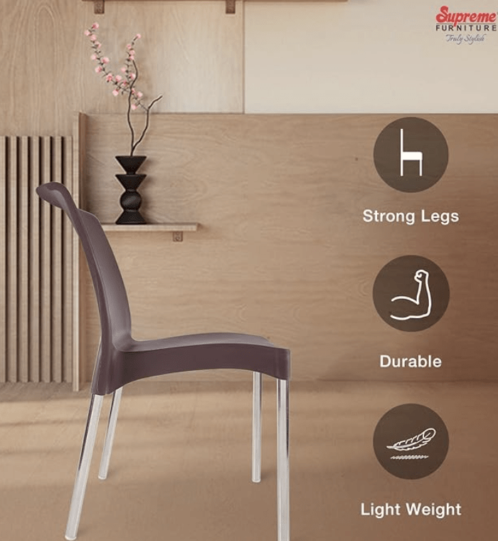 சுப்ரீம் ஹைப்ரிட் பிளாஸ்டிக் நாற்காலி (குளோபஸ் பிரவுன், 4 தொகுப்பு) 