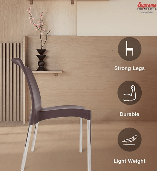 சுப்ரீம் ஹைப்ரிட் பிளாஸ்டிக் நாற்காலி (குளோபஸ் பிரவுன், 4 தொகுப்பு) 