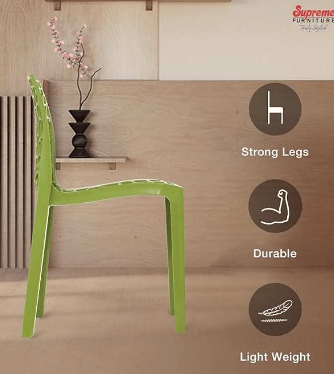 சுப்ரீம் வலை பிளாஸ்டிக் நாற்காலி (மெஹந்தி கிரீன், 2 தொகுப்பு) 