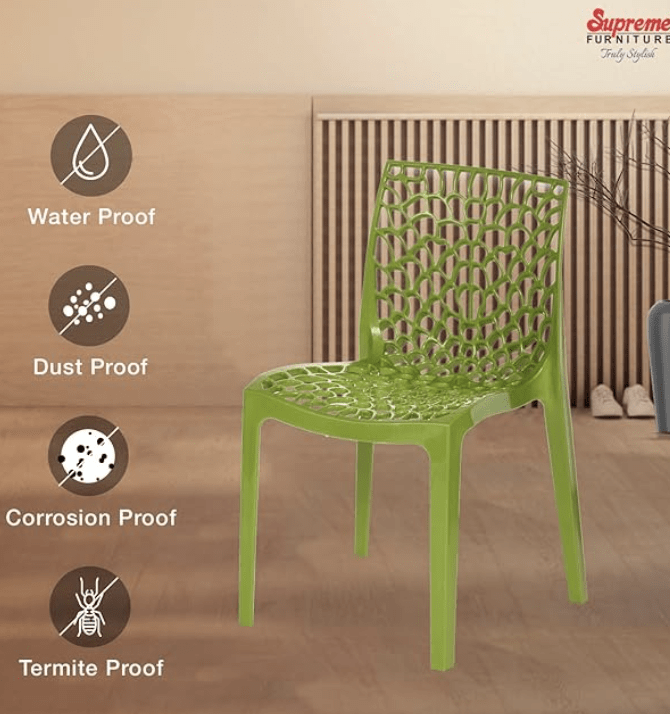 சுப்ரீம் வலை பிளாஸ்டிக் நாற்காலி (மெஹந்தி கிரீன், 2 தொகுப்பு) 