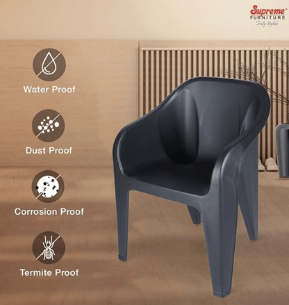 घर और ऑफिस के लिए सुप्रीम फ़्यूचरा प्लास्टिक कुर्सियाँ (2 का सेट, काला) 
