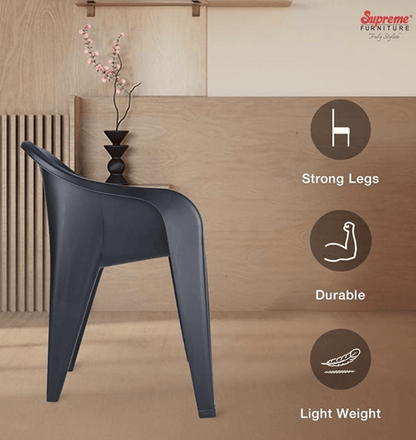 घर और ऑफिस के लिए सुप्रीम फ़्यूचरा प्लास्टिक कुर्सियाँ (2 का सेट, काला) 