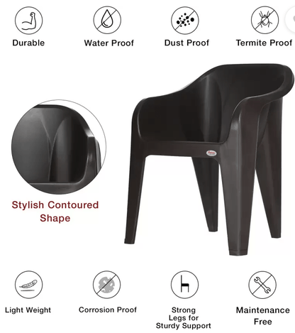 வீடு மற்றும் அலுவலகத்திற்கான சுப்ரீம் ஃபியூச்சுரா பிளாஸ்டிக் நாற்காலிகள் (4 தொகுப்பு, வெங்கே) 