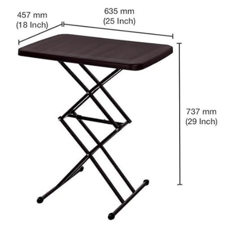 Supreme Scissor Height-Adjustable Rectangular Multi-Purpose Contemporary Plastic Folding Table (Globus Brown)-4