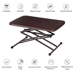 Supreme Scissor Height-Adjustable Rectangular Multi-Purpose Contemporary Plastic Folding Table (Globus Brown)-3