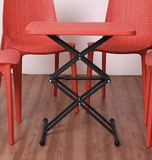 घर से काम करने, अध्ययन, भोजन और बाहर के लिए सुप्रीम सिज़र ऊंचाई-समायोज्य बहुउद्देश्यीय प्लास्टिक टेबल (लाल, फोल्डिंग टेबल, आयताकार) 