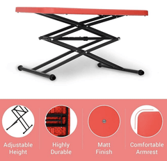 Supreme Scissor Height-Adjustable Multi-Purpose Plastic Table for Work from Home, Study, Dining &amp; Outdoor (Red, Folding table, Rectangular)-3