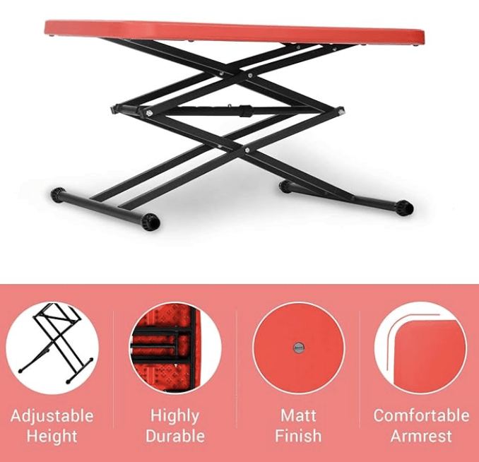 Supreme Scissor Height-Adjustable Multi-Purpose Plastic Table for Work from Home, Study, Dining &amp; Outdoor (Red, Folding table, Rectangular)-3