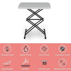 Supreme Scissor Contemporary Height-Adjustable Multi-Purpose Plastic Table for Work from Home, Study, Dining &amp; Outdoor (Grey, Folding Table, Rectangular)-5