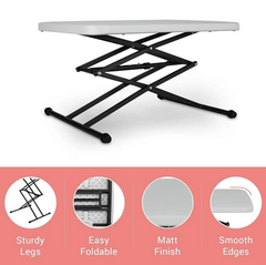 Supreme Scissor Contemporary Height-Adjustable Multi-Purpose Plastic Table for Work from Home, Study, Dining &amp; Outdoor (Grey, Folding Table, Rectangular)-4