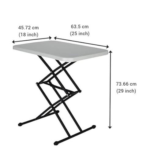 Supreme Scissor Contemporary Height-Adjustable Multi-Purpose Plastic Table for Work from Home, Study, Dining &amp; Outdoor (Grey, Folding Table, Rectangular)-3